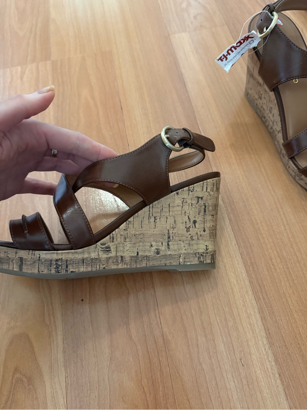 Franco Sarto Brown Cork Wedge Sandals